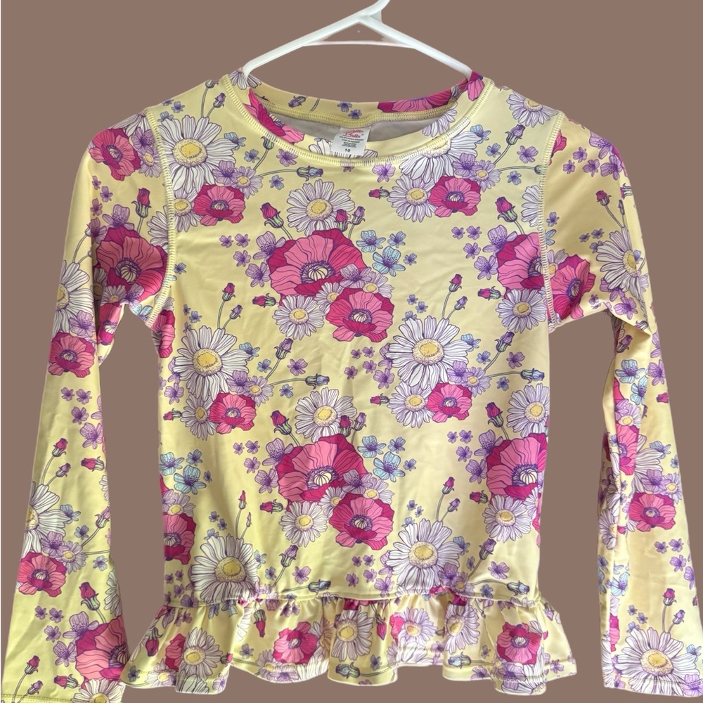 Ruffle Butt Rashguard - Yellow and Pink